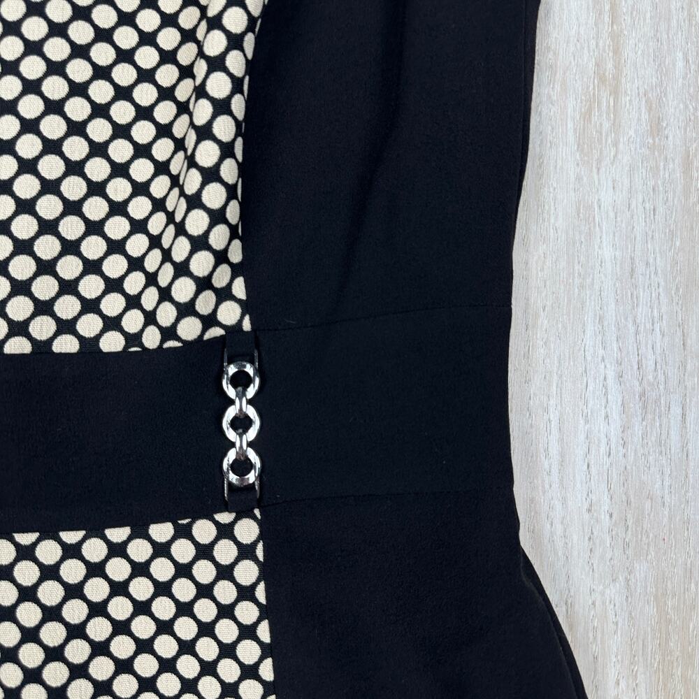 Tahari ASL Sleeveless Cream Black Lined Polkadot Career Workwear Lined Dress 6 - Picture 4 of 13
